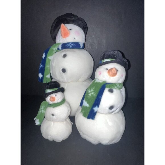 3 Russ Berrie Snowman Snowball Plush Christmas Winter Plush 5 9 & 14" Decor - Picture 1 of 6